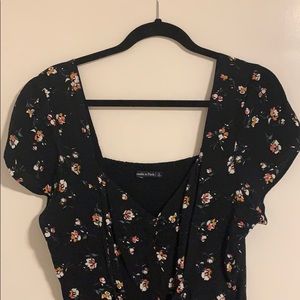 Abercrombie & Fitch Black Floral Dress with Tie